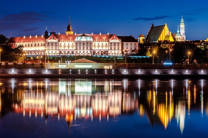 The Royal Castle from the Vistula river, from Warsaw Tourist Organization archive