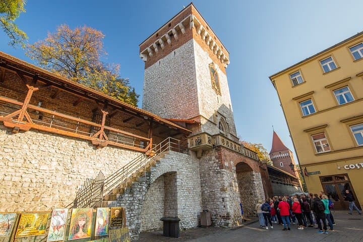 A glance at the Krakow Old Town from the deck of a electric golf cart