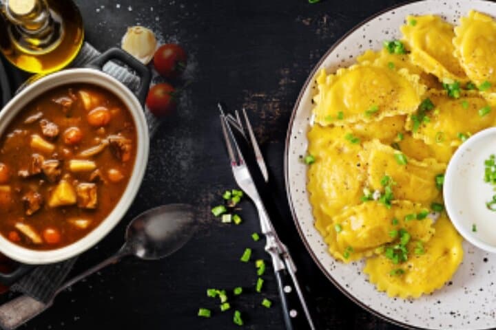 Goulash and dumplings
