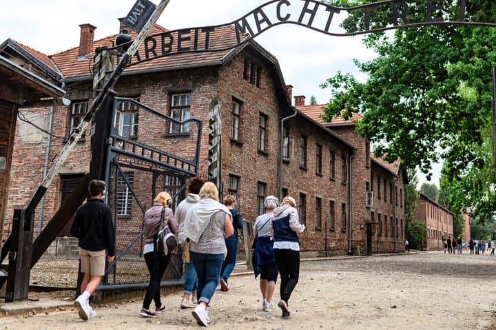 Small group limited to 15 visitors. Main Auschwitz Gate "Arbeit Macht Frei"