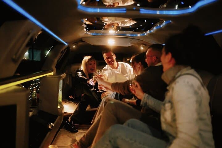Friends in the limousine